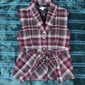Vtg pendleton virgin and lamp wool plaid belted vest size L made in USA